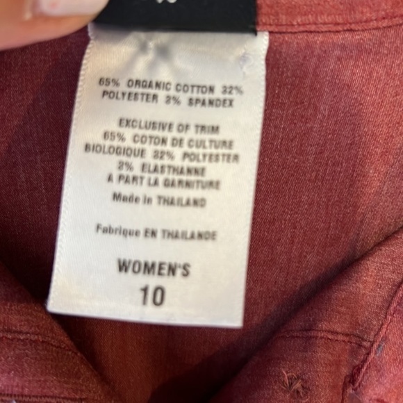 PATAGONIA Women’s Long Sleeve Button Down Maroon Burgundy Shirt Sz 10 - Picture 7 of 9